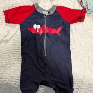 Hanna Andersson baby Red and Navy Shark Swimsuit